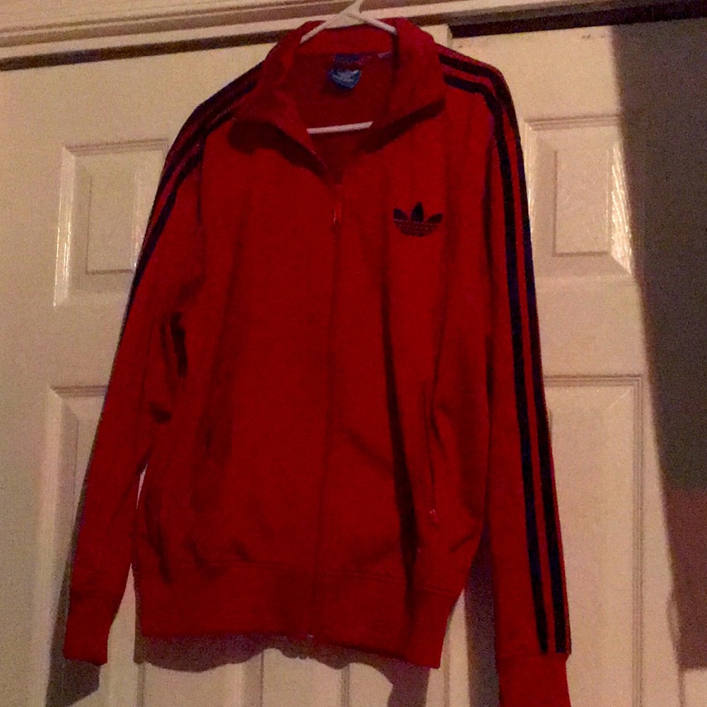 Red/blue Adidas Tracksuit jacket and pants Excellent Used Condition.